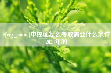 十堰中控证怎么考取需要什么条件2024年的